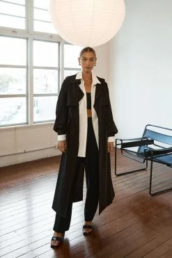 Buy ๐ DISSH Boutiques SERENA BLACK GATHERED TRENCH ๐ 13 DISSH Boutiques SERENA BLACK GATHERED TRENCH