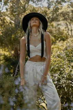 DISSH Boutiques ZUMA NATURAL LINEN WRAP CROP TOP CLOTHING