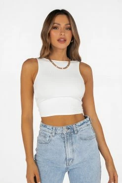 DISSH Boutiques TOPS CIARA TWISTED WHITE KNIT TOP
