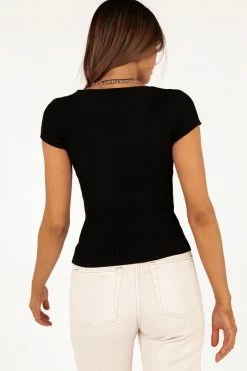 DISSH Boutiques TOPS GABRIEL BLACK KNIT SHORT SLEEVE TOP