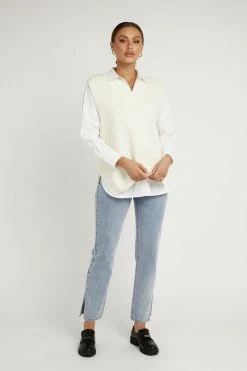DISSH Boutiques TOPS LUCCA CREAM KNIT VEST