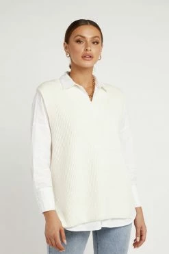 DISSH Boutiques TOPS LUCCA CREAM KNIT VEST