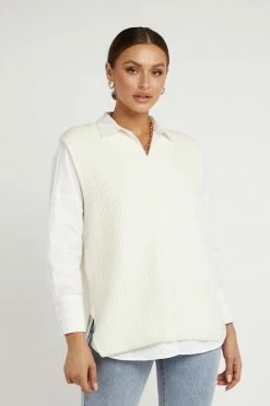 DISSH Boutiques TOPS LUCCA CREAM KNIT VEST