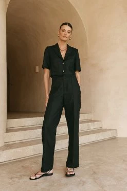 DISSH Boutiques LOGAN BLACK LINEN PANT CLOTHING