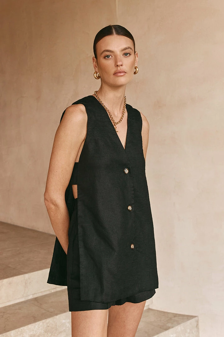 Wholesale ๐ DISSH Boutiques CLOTHING LOGAN BLACK LINEN SHORT ๐ 1 DISSH Boutiques CLOTHING LOGAN BLACK LINEN SHORT