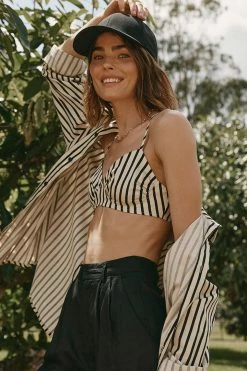 DISSH Boutiques LOCKWOOD BEIGE STRIPE SHIRT CLOTHING