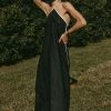 DISSH Boutiques AIDEN BLACK LINEN HALTER DRESS THE BUMP FRIENDLY EDIT