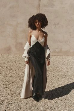 DISSH Boutiques SEREN BLACK TWO TONE MIDI DRESS