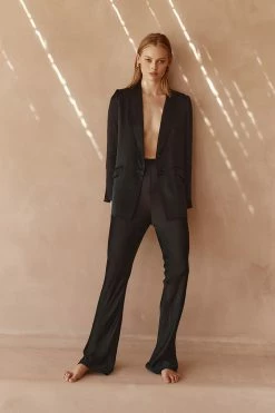 DISSH Boutiques CLOTHING KIAH BLACK SATIN BLAZER