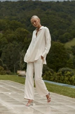 DISSH Boutiques EDEN SUEDED SATIN OYSTER SHIRT TOPS