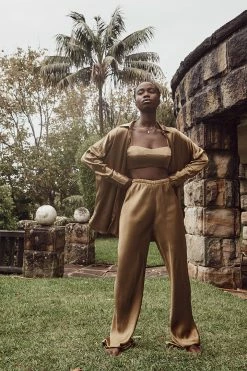 DISSH Boutiques SIMONE CHARTREUSE SATIN BIAS PANT