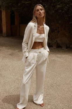 DISSH Boutiques CLOTHING KARLA OFF WHITE LINEN BLEND PANT