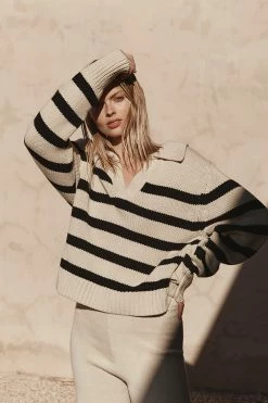 DISSH Boutiques CLOTHING COLBIE BLACK AND STONE KNIT JUMPER