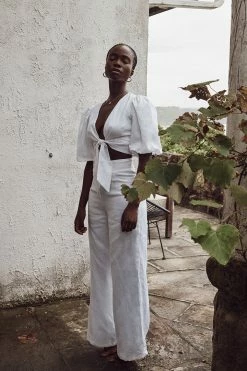 DISSH Boutiques FLICK WHITE LINEN PANT CLOTHING