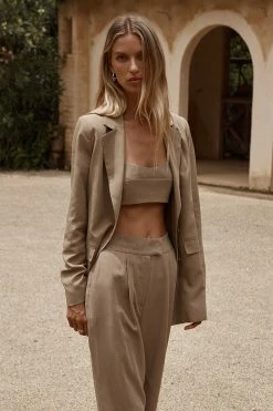 DISSH Boutiques KARLA FERN GREEN LINEN BLEND BLAZER