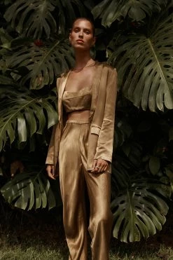 DISSH Boutiques SIMONE CHARTREUSE SATIN BIAS PANT