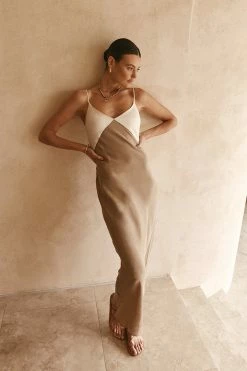 DISSH Boutiques CLOTHING SEREN GOLD TWO TONE MIDI DRESS