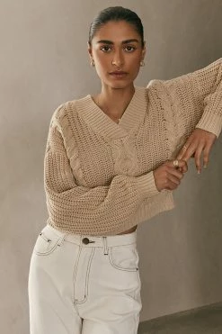 DISSH Boutiques HADLEY WHEAT CABLE KNIT JUMPER CLOTHING
