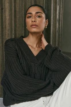 DISSH Boutiques HADLEY DARK CHOC CABLE KNIT JUMPER