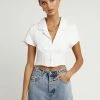 DISSH Boutiques COLLARED WHITE CROP TOP