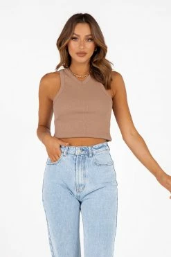 DISSH Boutiques KNITTED MADISON THE LABEL SOPHIE MOCHA TANK