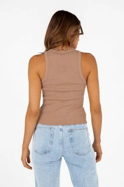 DISSH Boutiques KNITTED MADISON THE LABEL SOPHIE MOCHA TANK