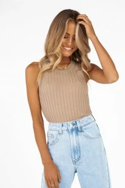 DISSH Boutiques MADISON THE LABEL ALEXIS NUDE KNIT TOP KNITTED