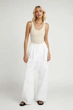 DISSH Boutiques TOPS NUDE LUCY MAYA CREAM LONG RIB TANK