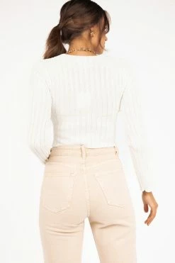 DISSH Boutiques KNITTED BARROWS WHITE CROSS KNIT TOP