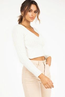 DISSH Boutiques KNITTED BARROWS WHITE CROSS KNIT TOP