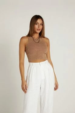 DISSH Boutiques TOPS MUST HAVE CHOC HIGH NECK KNIT TOP