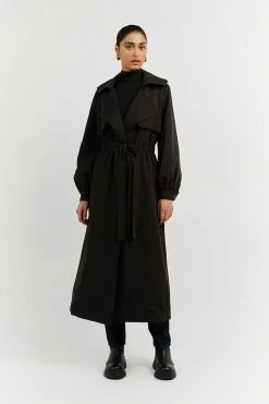 DISSH Boutiques SERENA BLACK GATHERED TRENCH
