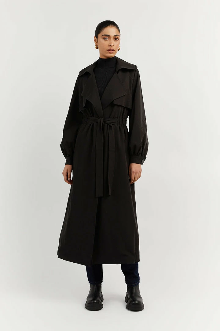 Buy ๐ DISSH Boutiques SERENA BLACK GATHERED TRENCH ๐ 1 DISSH Boutiques SERENA BLACK GATHERED TRENCH
