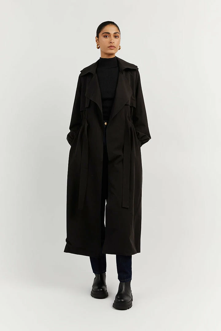Buy ๐ DISSH Boutiques SERENA BLACK GATHERED TRENCH ๐ 2 DISSH Boutiques SERENA BLACK GATHERED TRENCH