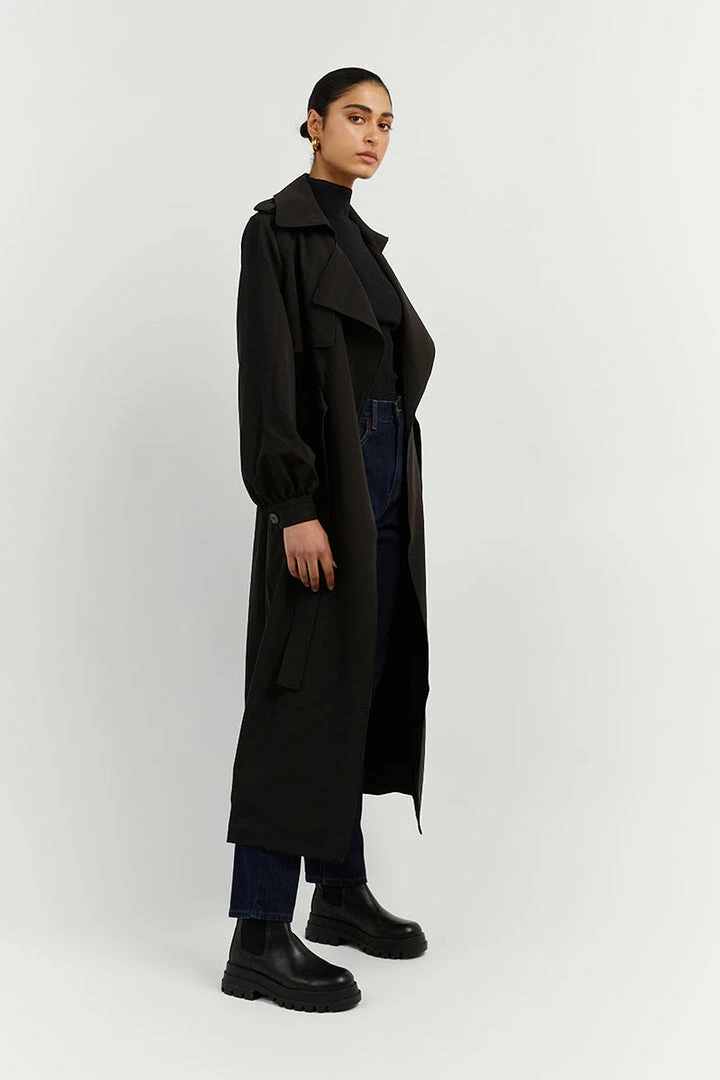 Buy ๐ DISSH Boutiques SERENA BLACK GATHERED TRENCH ๐ 4 DISSH Boutiques SERENA BLACK GATHERED TRENCH