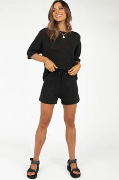 DISSH Boutiques ISSY BLACK KNIT SHORTS