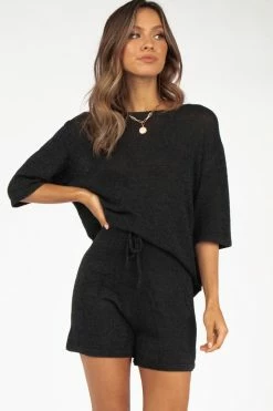 DISSH Boutiques ISSY BLACK KNIT SHORTS