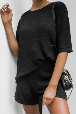DISSH Boutiques ISSY BLACK KNIT SHORTS