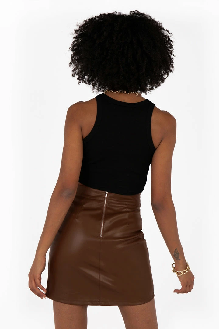 Flash Sale โญ DISSH Boutiques SNDYS CHOCOLATE FAUX LEATHER ๐ SKIRT KNITTED ๐ 4 DISSH Boutiques SNDYS CHOCOLATE FAUX LEATHER SKIRT KNITTED