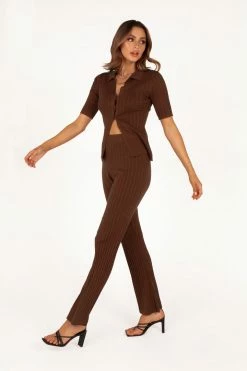 DISSH Boutiques KNITTED GOLDEN GIRL CHOCOLATE KNIT PANT