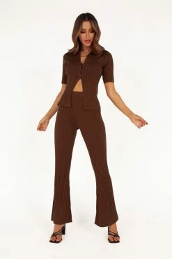 DISSH Boutiques KNITTED GOLDEN GIRL CHOCOLATE KNIT PANT