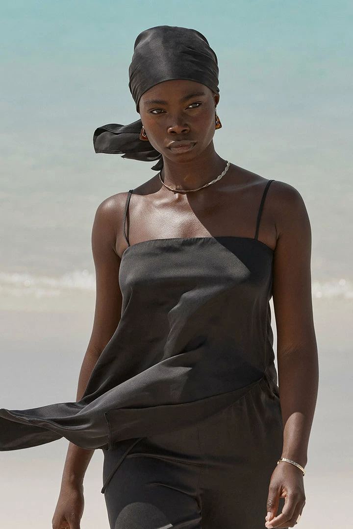 Brand new ๐ฏ DISSH Boutiques NAILI BLACK SILK HEAD SCARF TOPS ๐ 3 DISSH Boutiques NAILI BLACK SILK HEAD SCARF TOPS