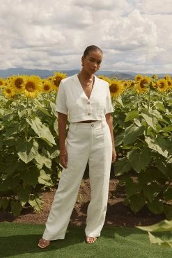 DISSH Boutiques LOGAN OFF WHITE LINEN PANT CLOTHING