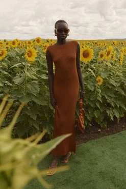 DISSH Boutiques ARIA TAN KNIT MIDI DRESS CLOTHING