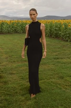 DISSH Boutiques SUTHERLAND BLACK CUT OUT MIDI DRESS