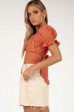 DISSH Boutiques FADE OUT TERRACOTTA MAIDEN CROP TOP