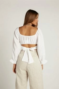 DISSH Boutiques LOVER WHITE LONG SLEEVED CROP TOP