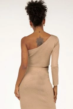 DISSH Boutiques TILLY ONE SHOULDER BEIGE KNIT