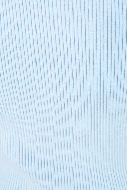 DISSH Boutiques KIRBY BLUE HIGH NECK KNIT TOP KNITTED