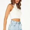 DISSH Boutiques KIRBY WHITE HIGH NECK KNIT TOP KNITTED